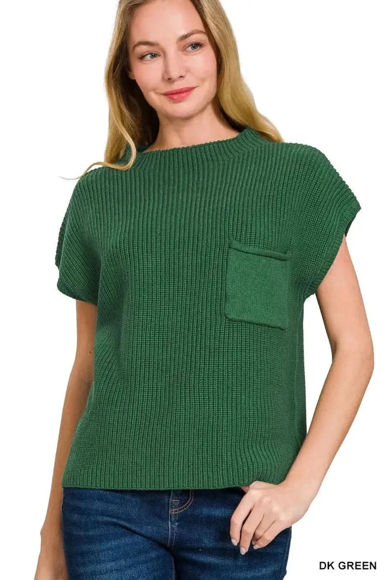 Zenana Mock Neck Short Sleeve Sweater - SwagglyLife Home & Fashion